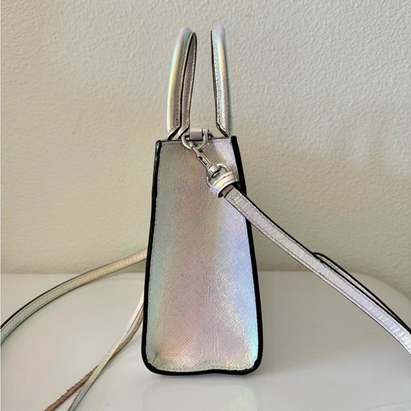 Rebecca Minkoff ✨Iridescent✨ Canvas Leather Tote w/ Shoulder Trap - Picture 3 of 10